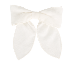Chanel G25S Logo Bow Hair Barrette, Fabric, White, 3*